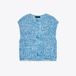 Zara Blue Knit Sweater Vest for Women